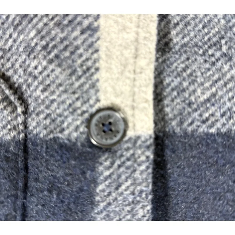 Banana Republic Men’s S Buffalo Plaid Shirt Jacket Shacket Navy Gray Warm Lined‎
